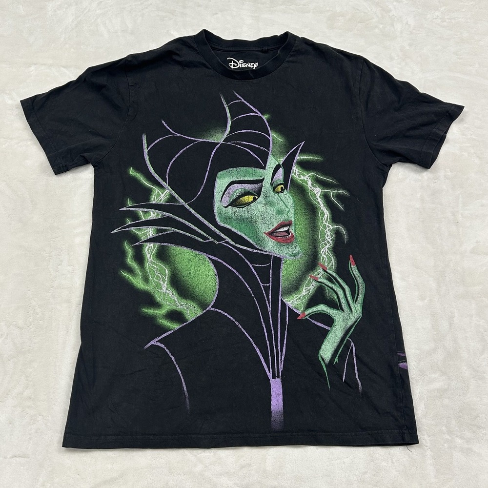 Disney Maleficent T-Shirt Adult Medium Black Double Sided Dragon Graphic Tee